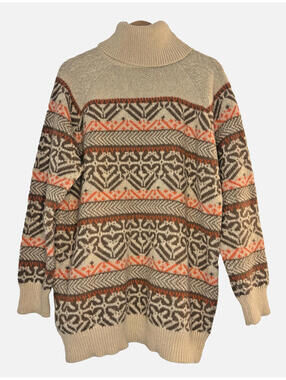 Suzanne Betro Signature Women's Knit Turtleneck Fair Isle Sweater Sx L/XL NWT